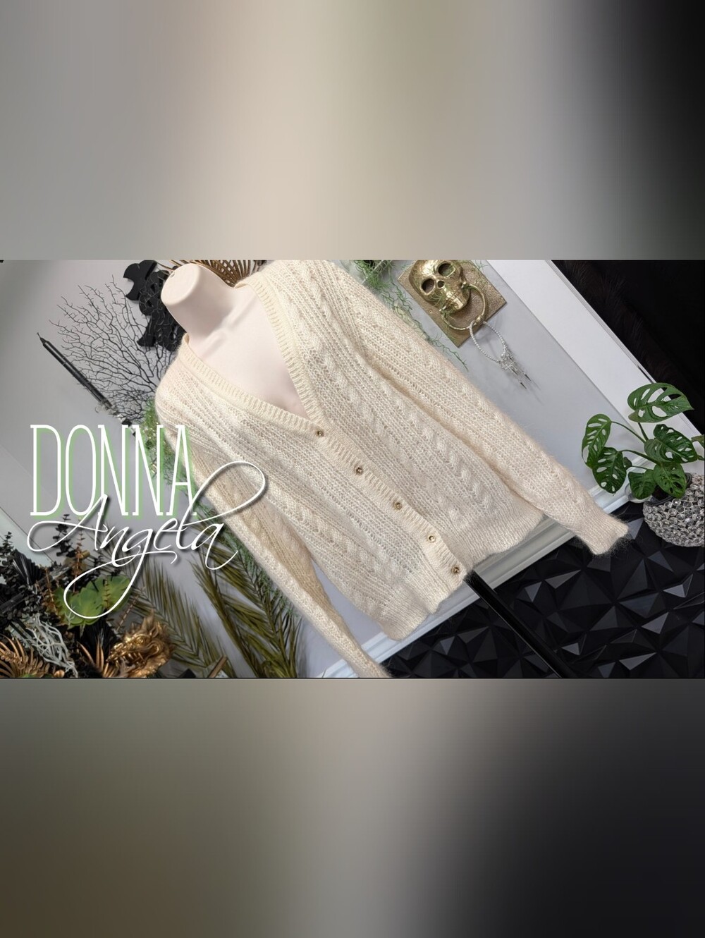 Donna Angela 100% Mohair Knit Cardigan Sweater sz52(XL)